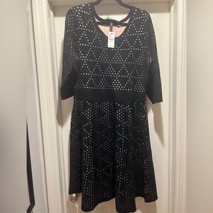 Lane Bryant Black and Nude Patterned Dress